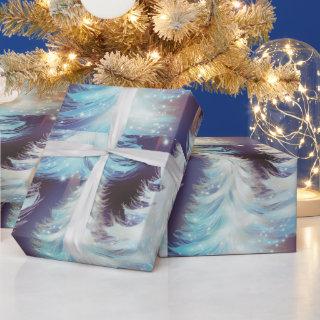 Blue and White Trees Modern Christmas