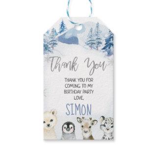 Blue Arctic Onederland Birthday Thank You Gift Tags