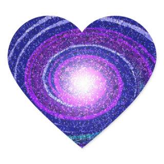 Blue astral galaxy mosaic heart sticker