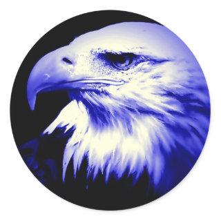 Blue Bald Eagle Classic Round Sticker