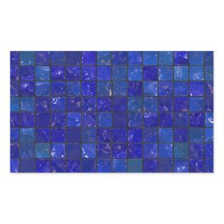 Blue Bathroom Tiles Rectangular Sticker