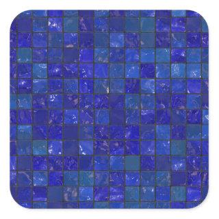 Blue Bathroom Tiles Square Sticker