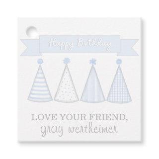 Blue Birthday Banner Hat Gift Tag