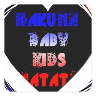 Blue Black Hakuna Matata Baby Kids Design.png Square Sticker