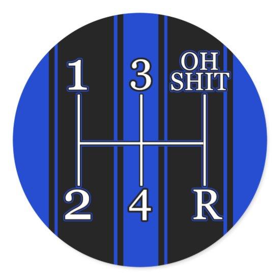 Blue Black Race Stripes Shift Knob Sticker