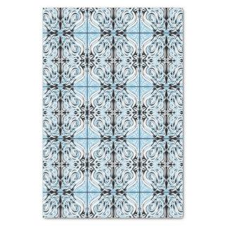 Blue Black White Curly Abstract Repeat Pattern  Tissue Paper