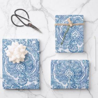 Blue Boho Lace Paisley Pattern   Sheets