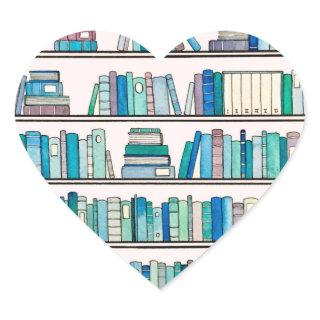 Blue Bookshelf Heart Stickers