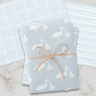 Blue Boy Stork Baby Shower  Sheets