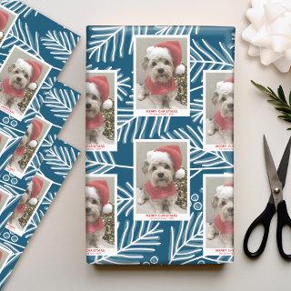 Blue Branches Merry Calligraphy Photo white type  Sheets
