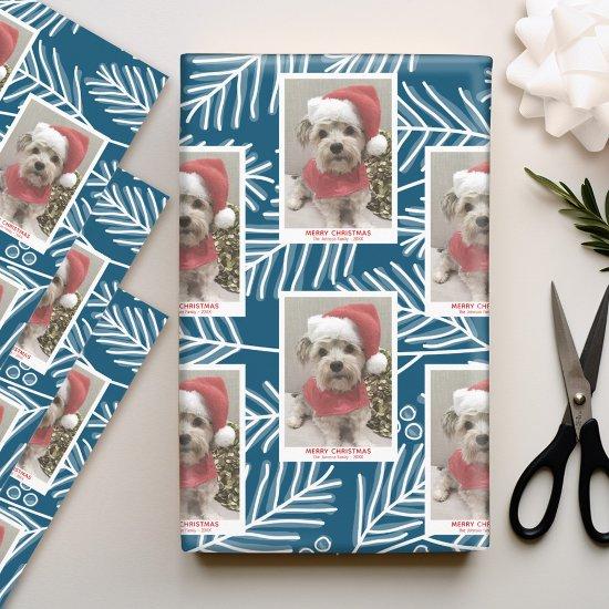 Blue Branches Merry Calligraphy Photo white type  Sheets