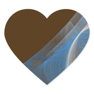 Blue & Brown Fractal Background Heart Sticker