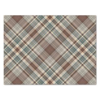 Blue brown tartan check tissue paper