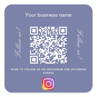 Blue business name qr code instagram square sticker