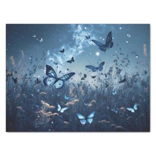 Blue Butterflies in a Meadow in Evening Decoupage Tissue Paper