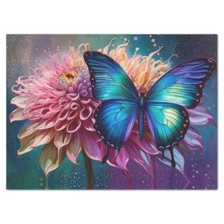 Blue butterfly and the Dahlia Tissue Paper