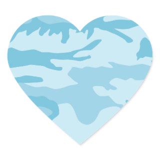 Blue Camo Pattern Heart Sticker