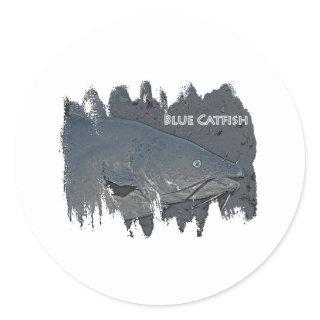 Blue Catfish Logo Classic Round Sticker
