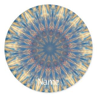 Blue Chakra Kaleidoscope Thunder_Cove Classic Round Sticker