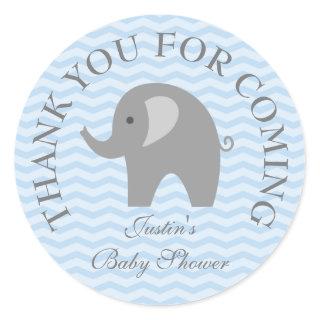 Blue chevron grey elephant boy babyshower stickers
