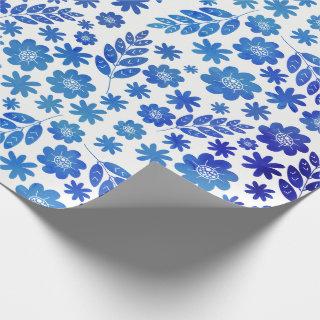 Blue China Hand Drawn Floral Pattern