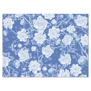 Blue Chinoiserie Porcelain Floral Garden Decoupage Tissue Paper