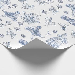 Blue Chinoiserie Toile Floral Pastoral French