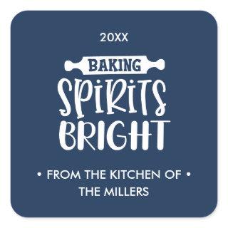 Blue | Christmas Baking Spirits Bright Square Sticker