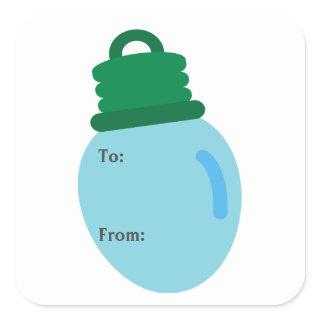 Blue Christmas Bulb Gift Tag Sticker
