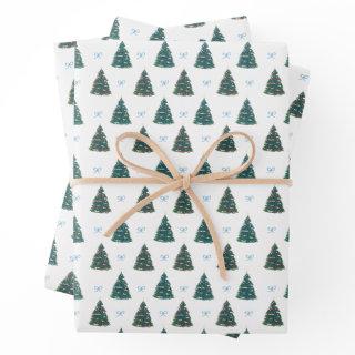 Blue Christmas Tree Farm Gift Wrap