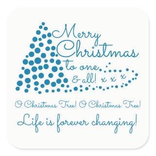 Blue Christmas Tree, Festive Square Sticker