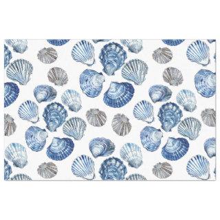 Blue Clam Shells Pattern Tissue Paper