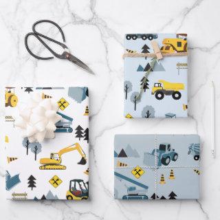 Blue Construction Trucks & Site Theme Pattern   Sheets