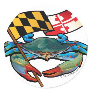 Blue Crab Maryland flag Classic Round Sticker