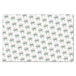 Blue Crab Watercolor Pattern Beach Tissue Paper