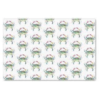 Blue Crab Watercolor Pattern Beach Tissue Paper