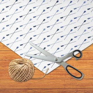 Blue crossed oars pattern sports tissue paper