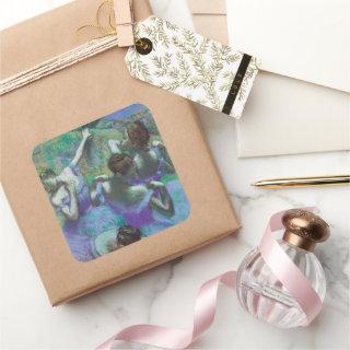 Blue Dancers by Edgar Degas, Vintage Impressionism Square Sticker