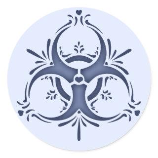 Blue Delft Biohazard Classic Round Sticker