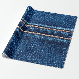 Blue denim texture with stitch line closeup, Jeans