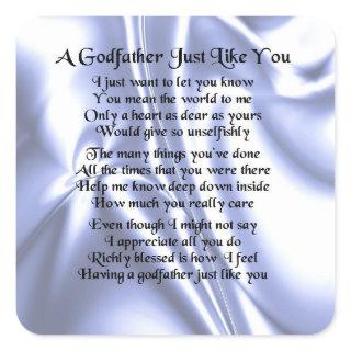 Blue Design  Godfather Poem Square Sticker