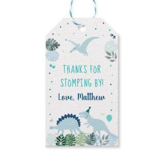 Blue Dinosaur Thanks For Stomping By Birthday Gift Tags