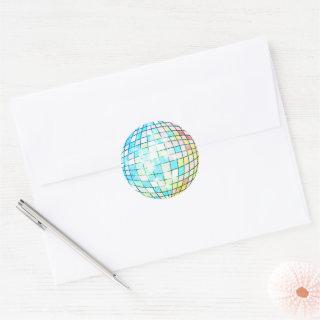 Blue Disco Ball Classic Round Sticker