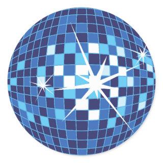 Blue Disco Ball Pattern Classic Round Sticker