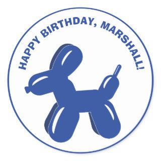 Blue Dog Balloon Animal Sculpture Personalized Classic Round Sticker