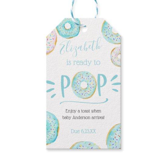 Blue Donut Baby Pop it When She Pops Gift Tags