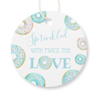 Blue Donut Baby Sprinkle Classic Round Sticker Favor Tags
