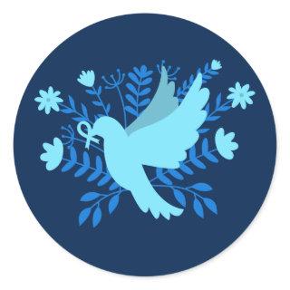 Blue dove of Peace Classic Round Sticker