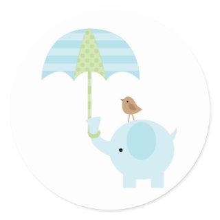 Blue Elephant Baby Shower Stickers