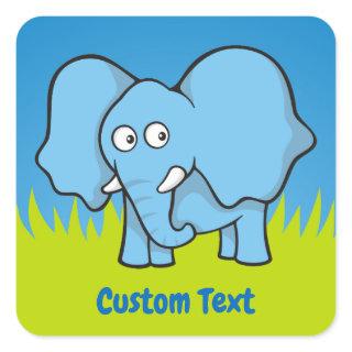 Blue elephant cartoon square sticker